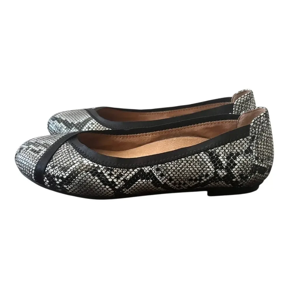 Vionic Caroll Leather Snake Print Slip On Flats Size 6.5